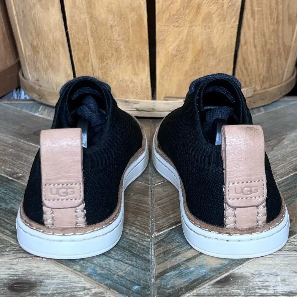 UGG Sidney Knit Black Fabric 1095092 Minimalist Sneakers Shoes Womens Size 7.5